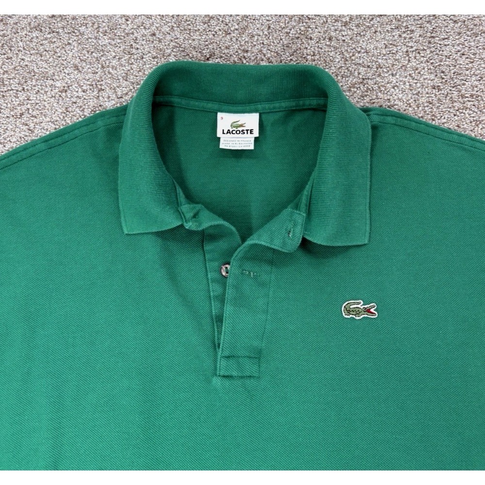 Lacoste DEVANLAY Classic Fit 100% Cotton Polo Shirt Men's FR 9 US 4XL Green Knit - Picture 2 of 9